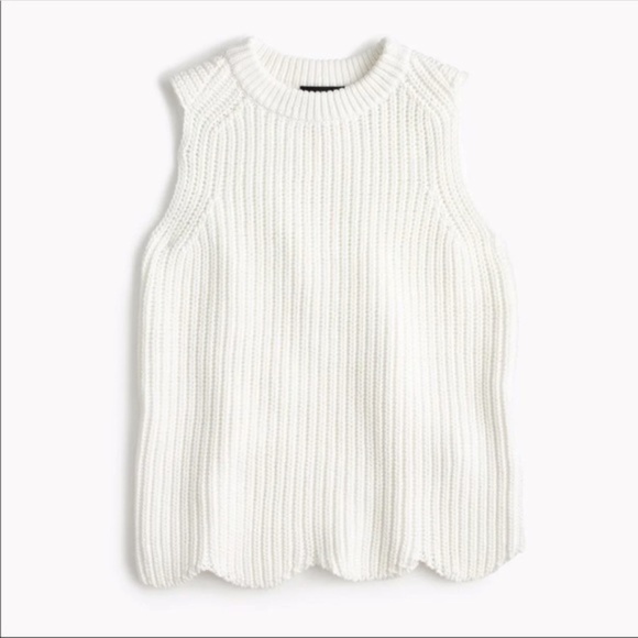 J. Crew Tops - J. Crew white scalloped sleeveless sweater XL